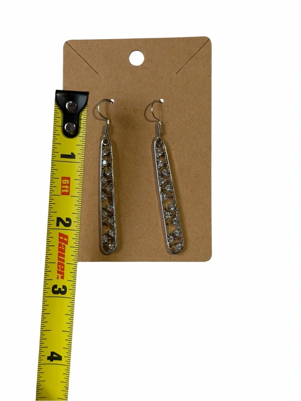 Silver Crystal Bar Drop Earrings - Women Jewelry